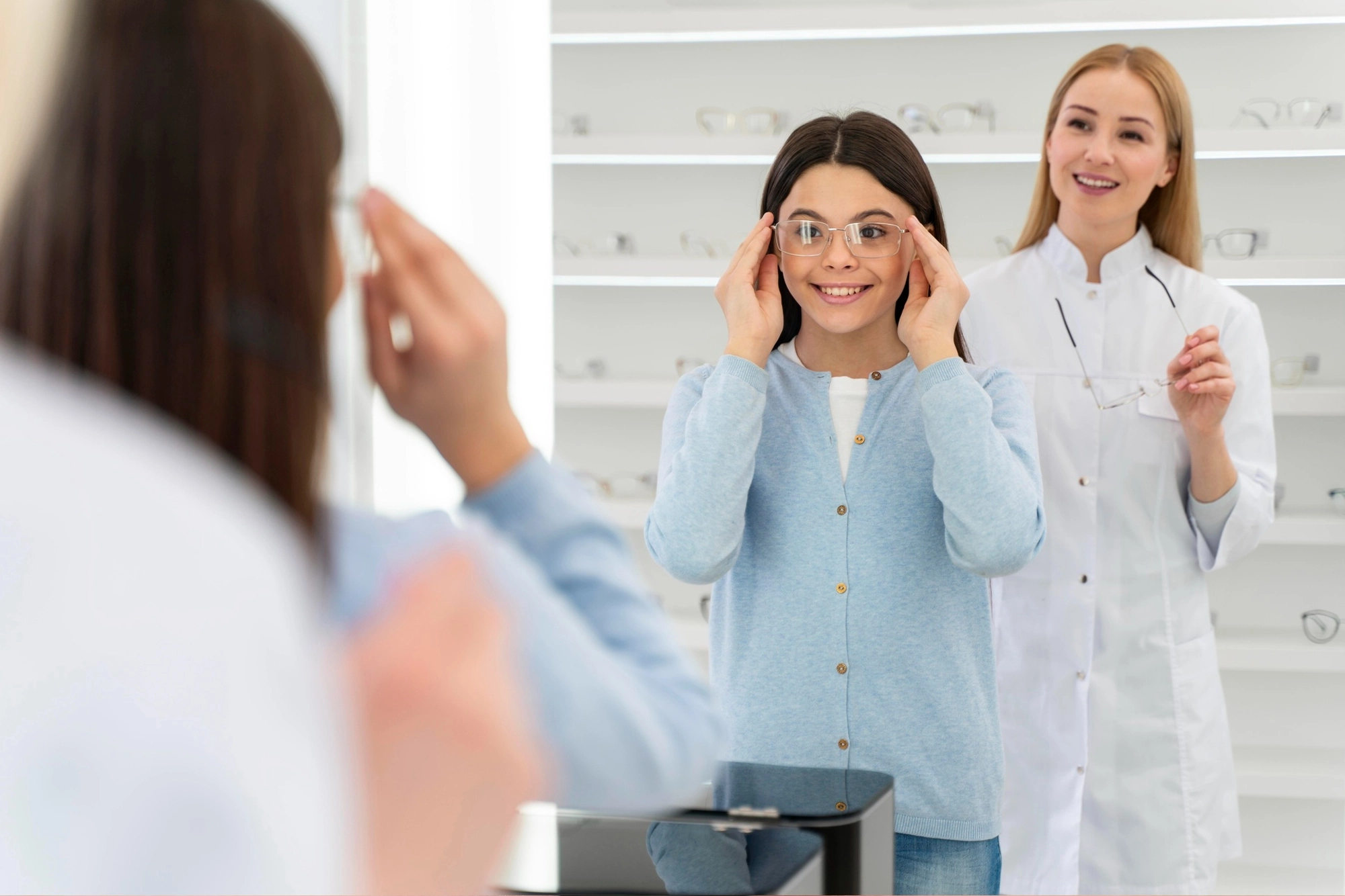 Child getting eye checkup for pediatric care